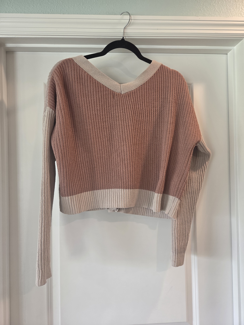 Sincerely Jules Colorblock Cropped Chunky Knit Cardigan Sweater Size Large - Picture 5 of 5